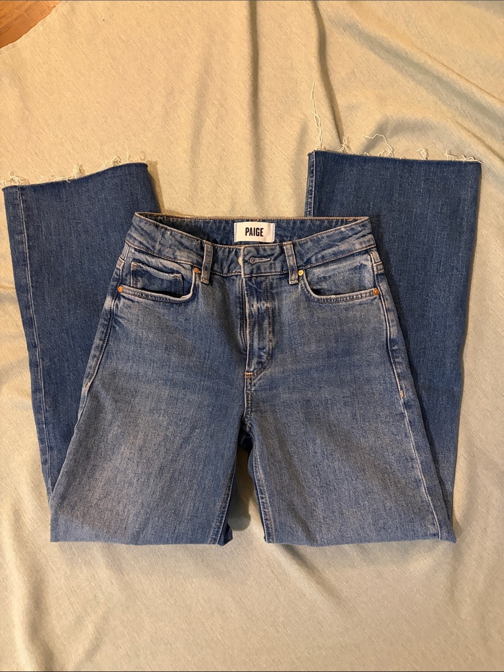 PAIGE Straight-Leg long cropped Jeans in Classic Blue Wash